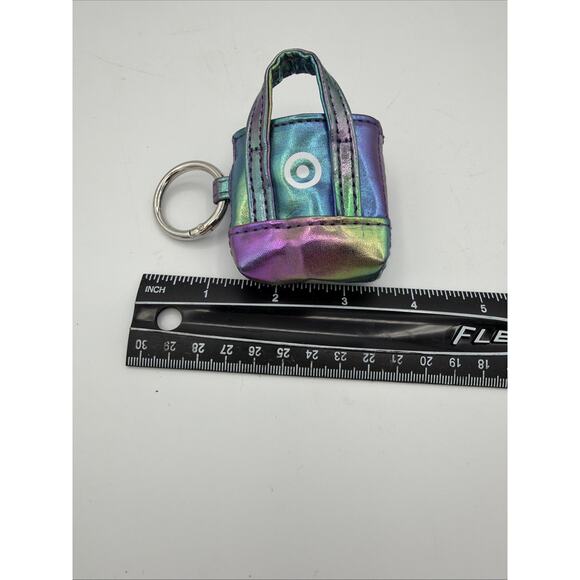 Target Keychain Mini Purse Shopping Bag Iridescent Blue Purple Green Bullseye - Picture 5 of 6